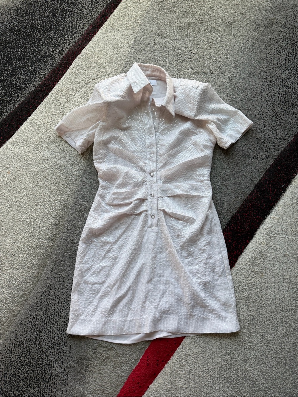 LPA Revolve Pale Pink Sequined Shirt Mini Dress